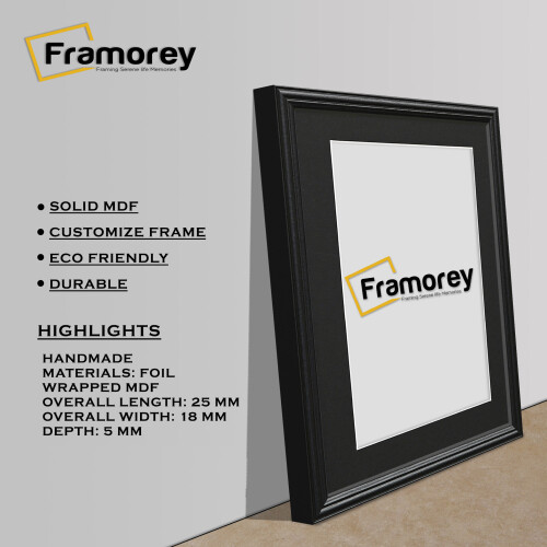 (A2 Pic (A1 Frame)) Black Picture Frame / LW Style Wall Art Frame / Modern Photo Frames With Black mount 1
