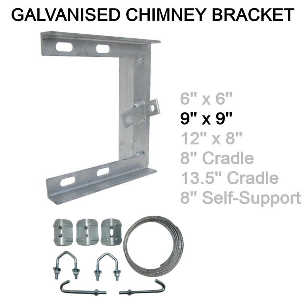 (9'' X 9'' Inch, Not Required) Tv Aerial Galvanised Steel Chimney Mounting Bracket For Mast Dab Fm Satellite 3713804142742