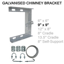 (9'' x 9'' inch, 2.5'' V Bolt Kit) TV Aerial Galvanised Steel Chimney Mounting Bracket for Mast DAB FM SATELLITE