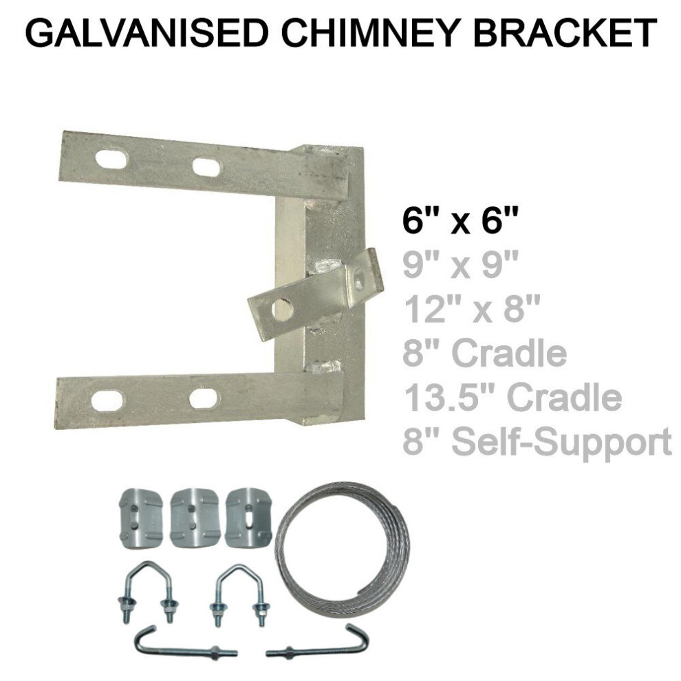 (6'' X 6'' Inch, Not Required) Tv Aerial Galvanised Steel Chimney Mounting Bracket For Mast Dab Fm Satellite 3713804142711
