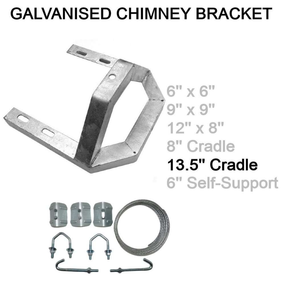 (13.5'' Cradle, 2.5'' V Bolt Kit) Tv Aerial Galvanised Steel Chimney Mounting Bracket For Mast Dab Fm Satellite 3713804142827