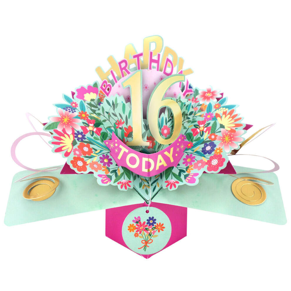 Happy 16th Birthday 16 Today Pop-Up Greeting Card Love Kate's Pop Up Cards Her