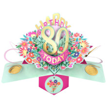 Happy 80th Birthday 80 Today Pop-Up Greeting Card Love Kate's Pop Up Cards Her