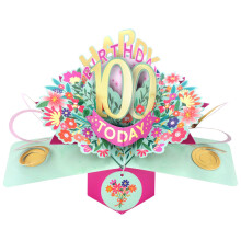 Happy 100th Birthday 100 Today Pop-Up Greeting Card Love Kate's Pop Up Cards Her