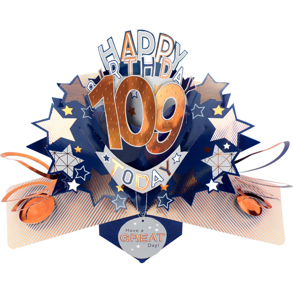 Happy 109th Birthday 109 Today Pop-Up Greeting Card Love Kate's Pop Up Cards Him