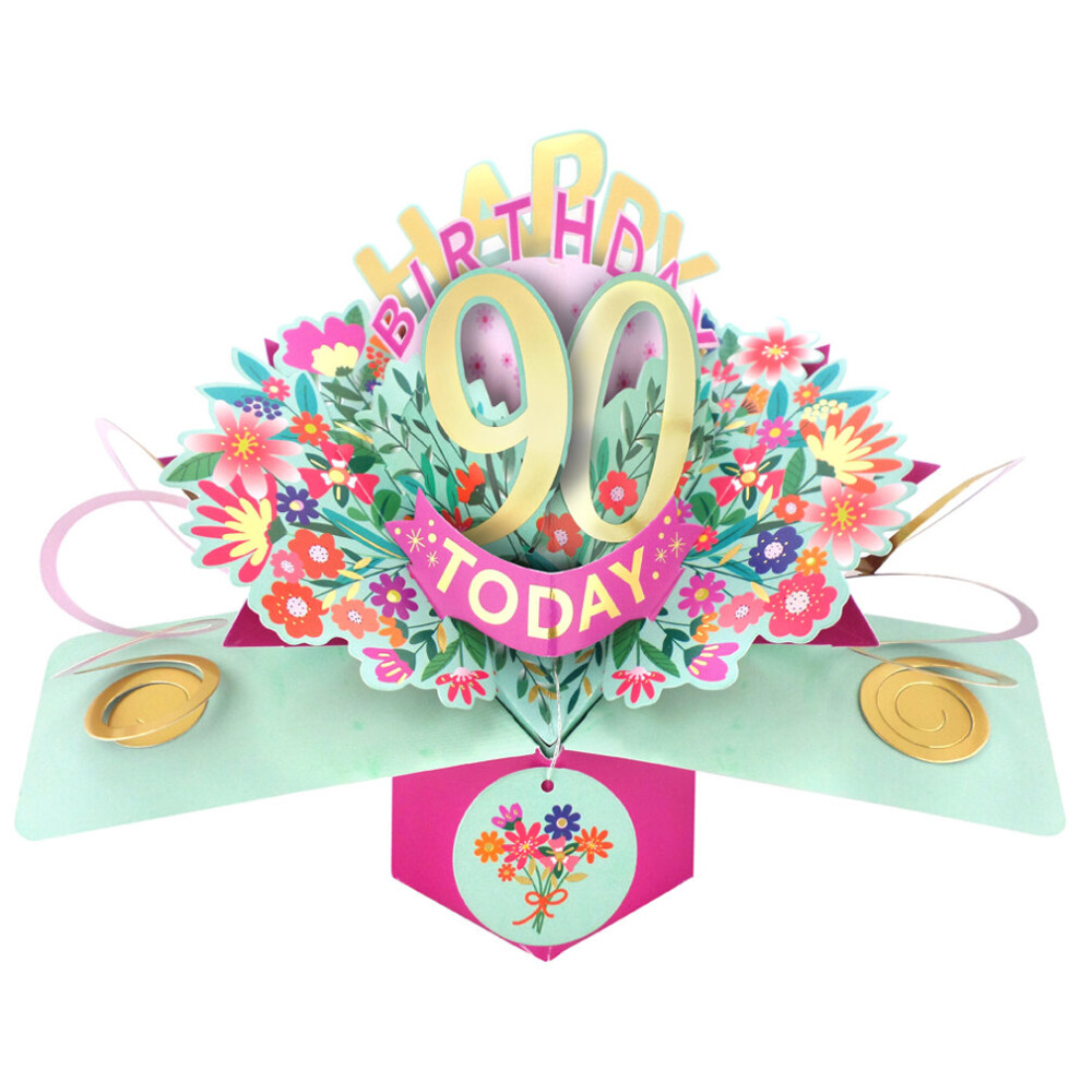 Happy 90th Birthday 90 Today Pop-Up Greeting Card Love Kate's Pop Up Cards Her