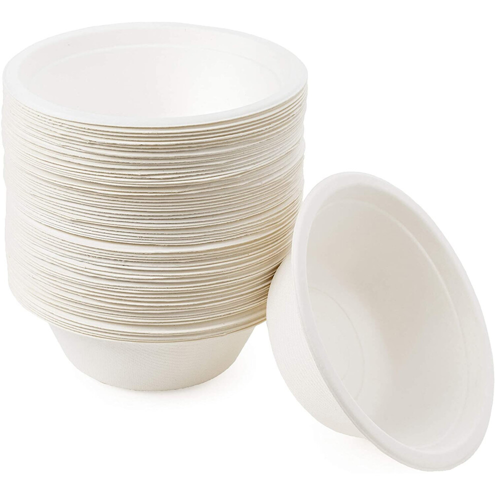 60 Eco-Friendly Biodegradable Sugarcane Paper Bowls - 13cm