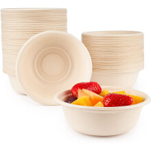 96 Eco-friendly Sugarcane Paper Bowls - Biodegradable Compostable (500ml)
