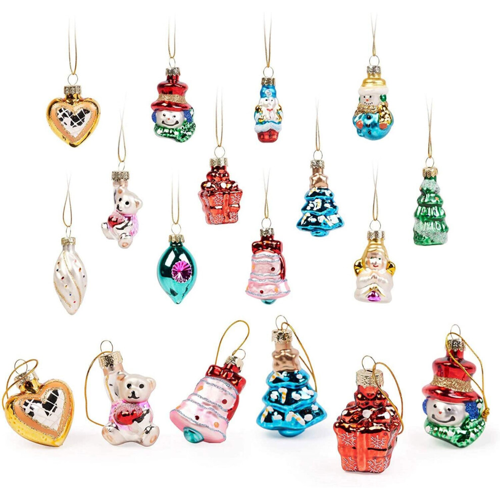 12 Christmas Mini Glass Baubles, Xmas Tree Ornament Hanging Decorations