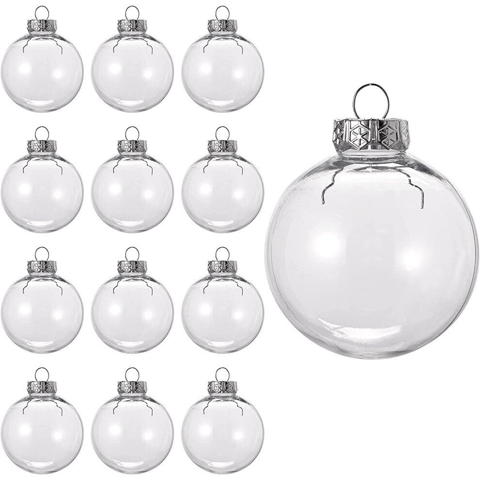 15 Pack Christmas Fillable Clear Plastic Baubles, 6cm - Xmas Tree Transparent Ornaments to Fill & Design, DIY Craft