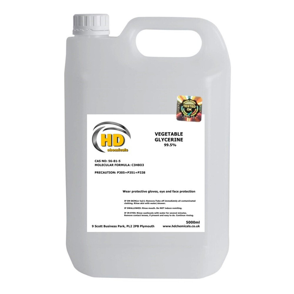Hd Chemicals Ltd (5000Ml - 5L) Glycerol Vegetable Glycerine 99.5%