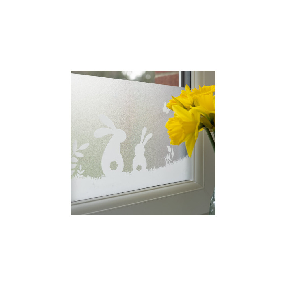 dc fix SPRING WINDOW BORDER LOVELY RABBITS static cling vinyl window film (20cm x 1.5m)