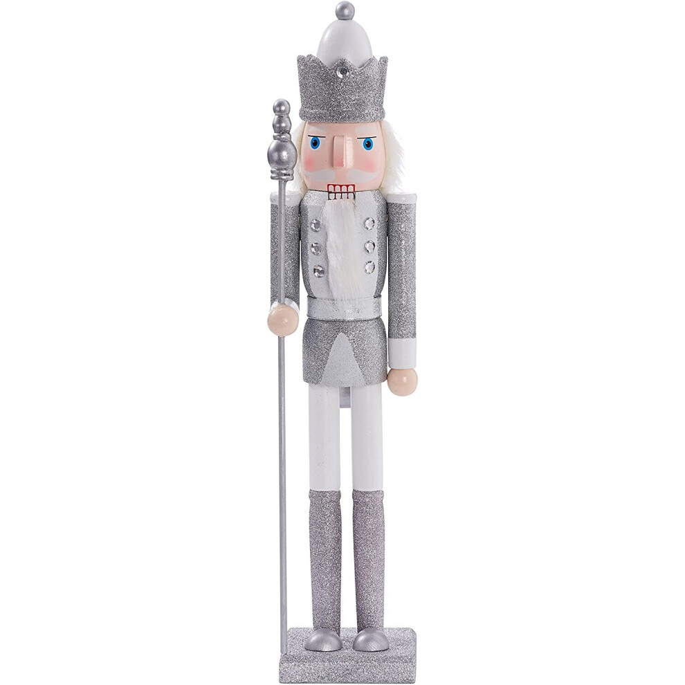 Large Silver Christmas Nutcracker Soldier