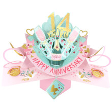14 Years Happy 14th Anniversary Pop-Up Greeting Card Love Kate's 3D Pop Up Cards