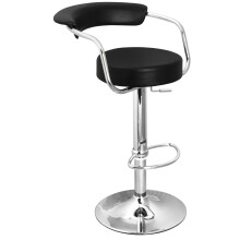 Zenith Bar Stool Black - Height-Adjustable Gas Lift with Supportive Backrest for Kitchen Breakfast Bar