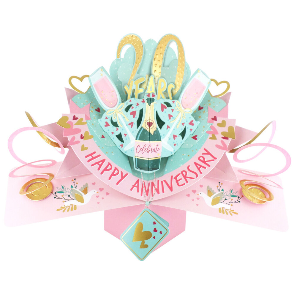 20 Years Happy 20th Anniversary Pop-Up Greeting Card Love Kate's 3D Pop Up Cards