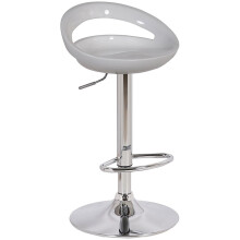 Sorrento Swivel Bar Stool - White ABS Plastic with Chrome Stand, 360-Degree Swivel, Gas Lift, Easy-Clean & Foot Rest