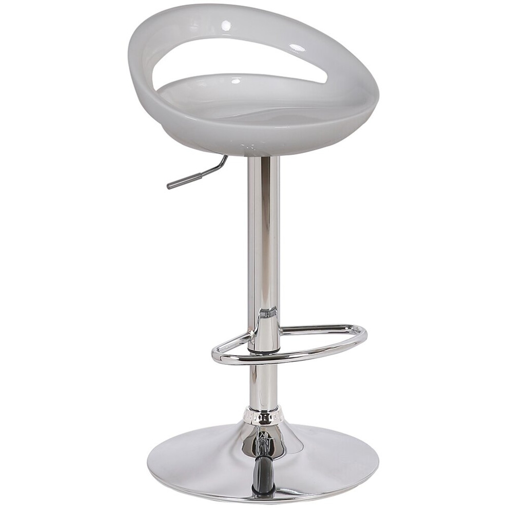 Lamboro Sorrento Swivel Bar Stool - White Abs Plastic With Chrome Stand, 360-Degree Swivel, Gas Lift, Easy-Clean & Foot Rest