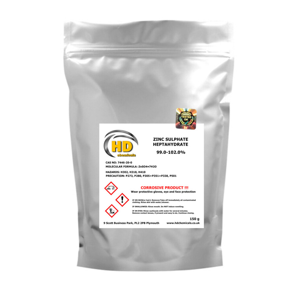 Hd Chemicals Ltd (150G) Zinc Sulphate Heptahydrate Fertiliser- 99%-102%