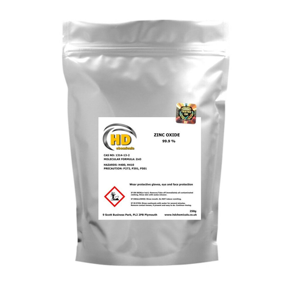 Hd Chemicals Ltd White (250G) Zinc Oxide Powder Pharma Cosmetic Lab Grade