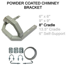 (8'' inches Mitre Cradle, 1.75 V Bolt Kit) TV Aerial Powder Coated Steel Chimney Mounting Bracket for Mast DAB FM SATELLITE