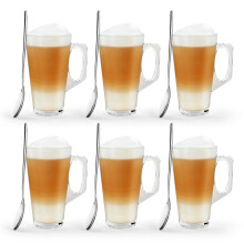 6 X Latte Coffee Glasses Cappuccino Lattes Tea Glass Cups Hot Drink Mugs