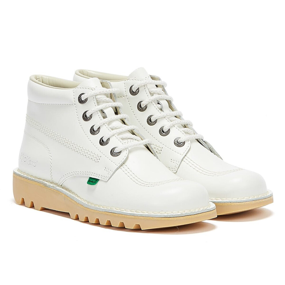 (10) Kickers Kick Hi White Leather Boots