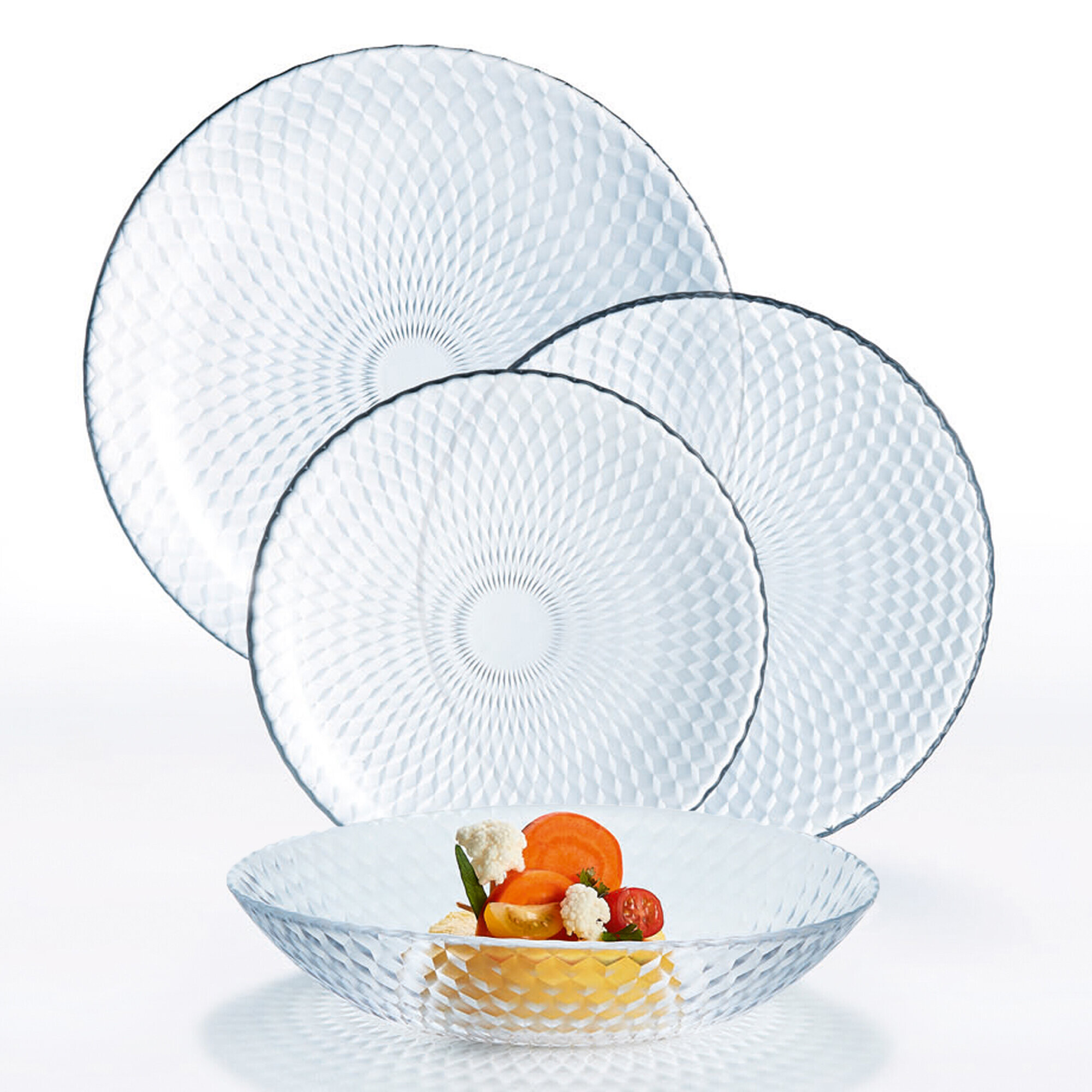 Luminarc 18Pc PAMPILLE Tempered Glass Dinner Set Plates Dinnerware ...