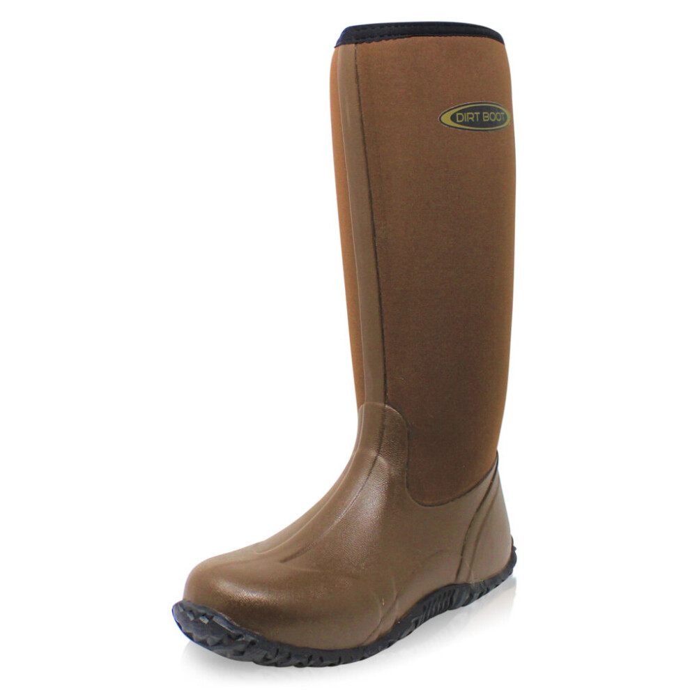 (6 UK EU39/40, Brown) Dirt Boot Unisex Neoprene Wellington Muck Field Wellies Stable Yard Boots