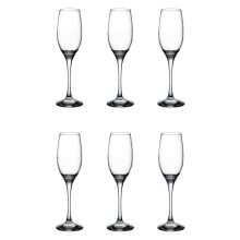 6x Champagne Flute Glass. Long Steam Prosecco Glasses. (180 ml).