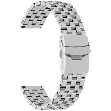 Juntan Stainless Steel Watch Strap 18mm 20mm 22mm 24mm Five Rows Metal Watch Replacement Band with Deployment Clasp Watch Straps for Men Women Black,
