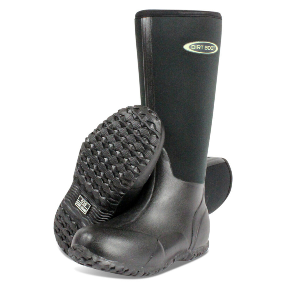 (7 UK EU41, Black) Dirt Boot Unisex Neoprene Wellington Muck Field Wellies Stable Yard Boots