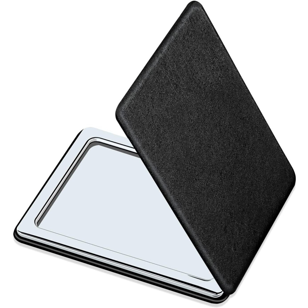 Compact Mirror for Men, Women and Girls, Black Travel Makeup Mirrors for handbag and pocket, Portable Double-Sided Mirror with Distortion Free