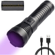 TATTU U3S UV Torch Rechargeable 365nm Black Light Flashlight with ZWB2 Filter, Blacklight 10W Ultraviolet LED Lamp with Micro USB Charging Cable
