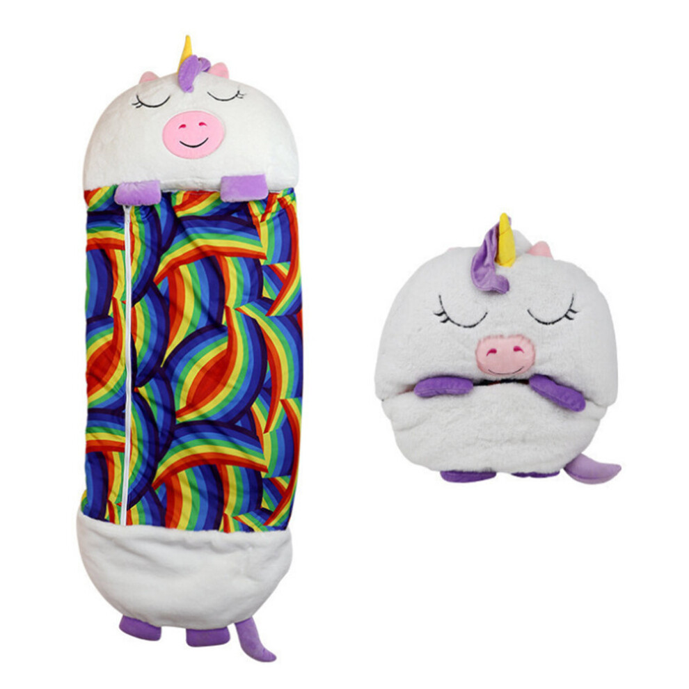 ( Unicorn) Children's Cartoon Sleeping Bag Birthday Gift Plush Doll Pillow Boy Girl Warm Soft Lazy Sleeping Bag White Zhihuan