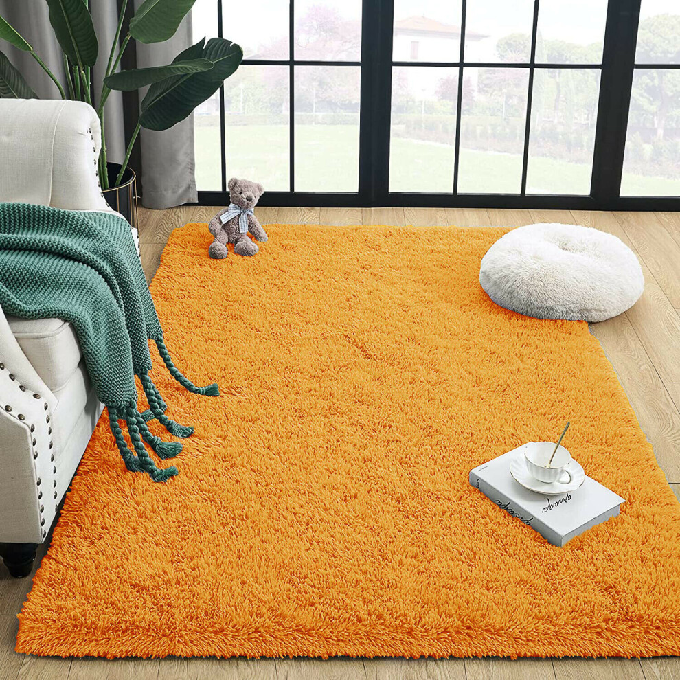 (Ochre, 160 x 230 cm) Fluffy Shaggy Rugs Living Room Runner Carpet Mat