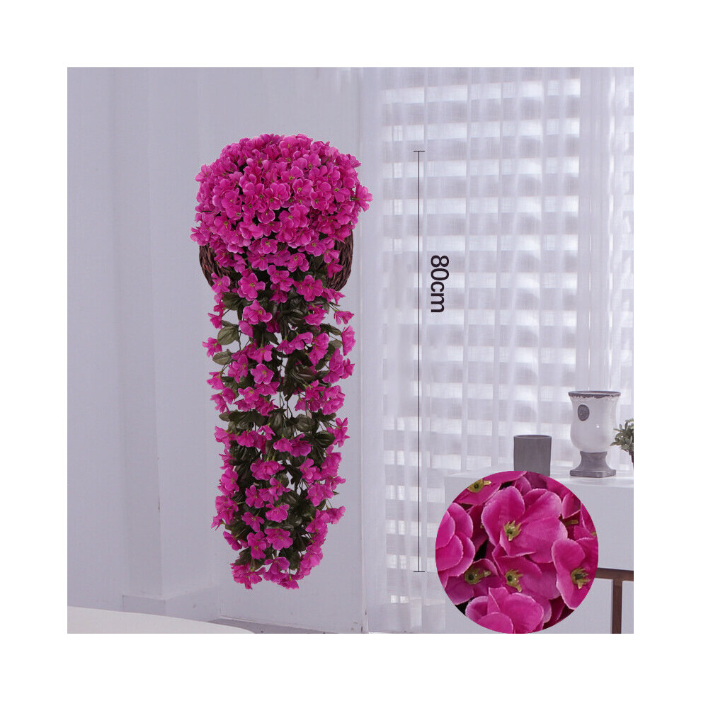 (Fuchsia Large Violet Wall Hanging 2PCS) Artificial Fake Hanging Flowers Vine Plant Garland Home Garden Decor Outdoor UK