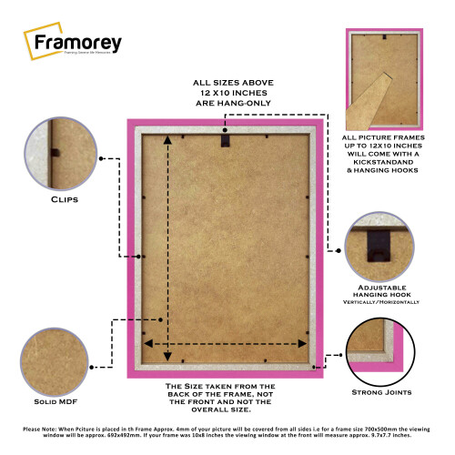 (A2 Pic (A1 Frame)) Pink Picture Frame / LW Style Wall Art Frame / Modern Photo Frames With Black Mount 2
