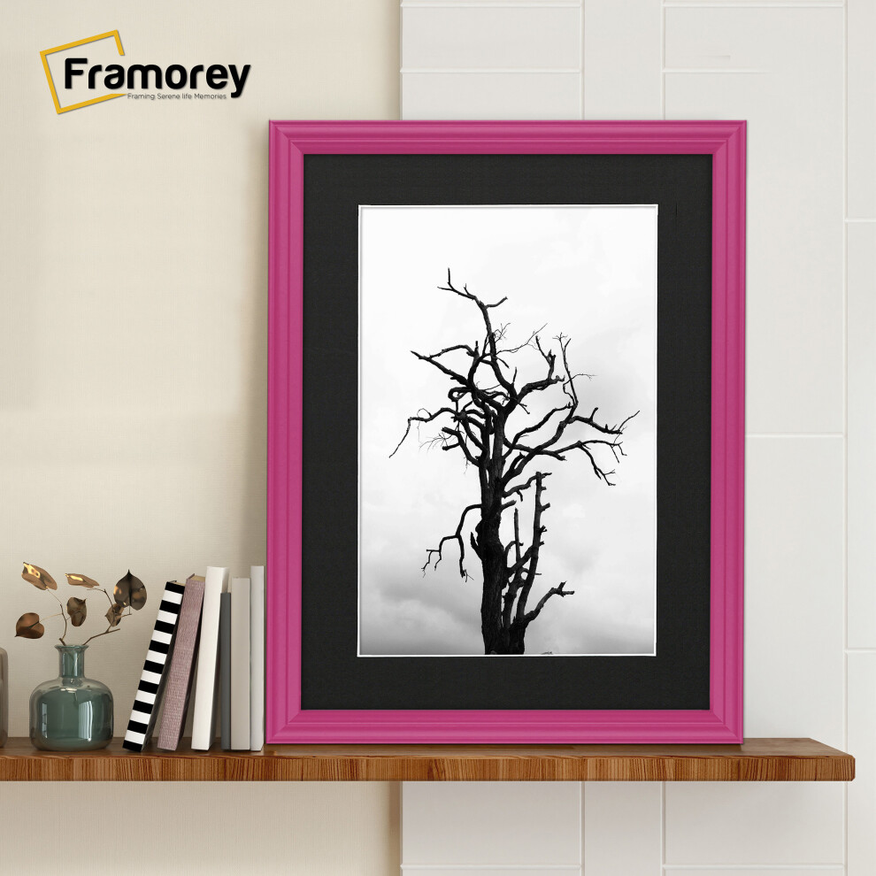 (A3 Pic (A2 Frame)) Pink Picture Frame / LW Style Wall Art Frame / Modern Photo Frames With Black Mount