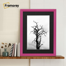 (9x6" Pic (12x10" Frame)) Pink Picture Frame / LW Style Wall Art Frame / Modern Photo Frames With Black Mount