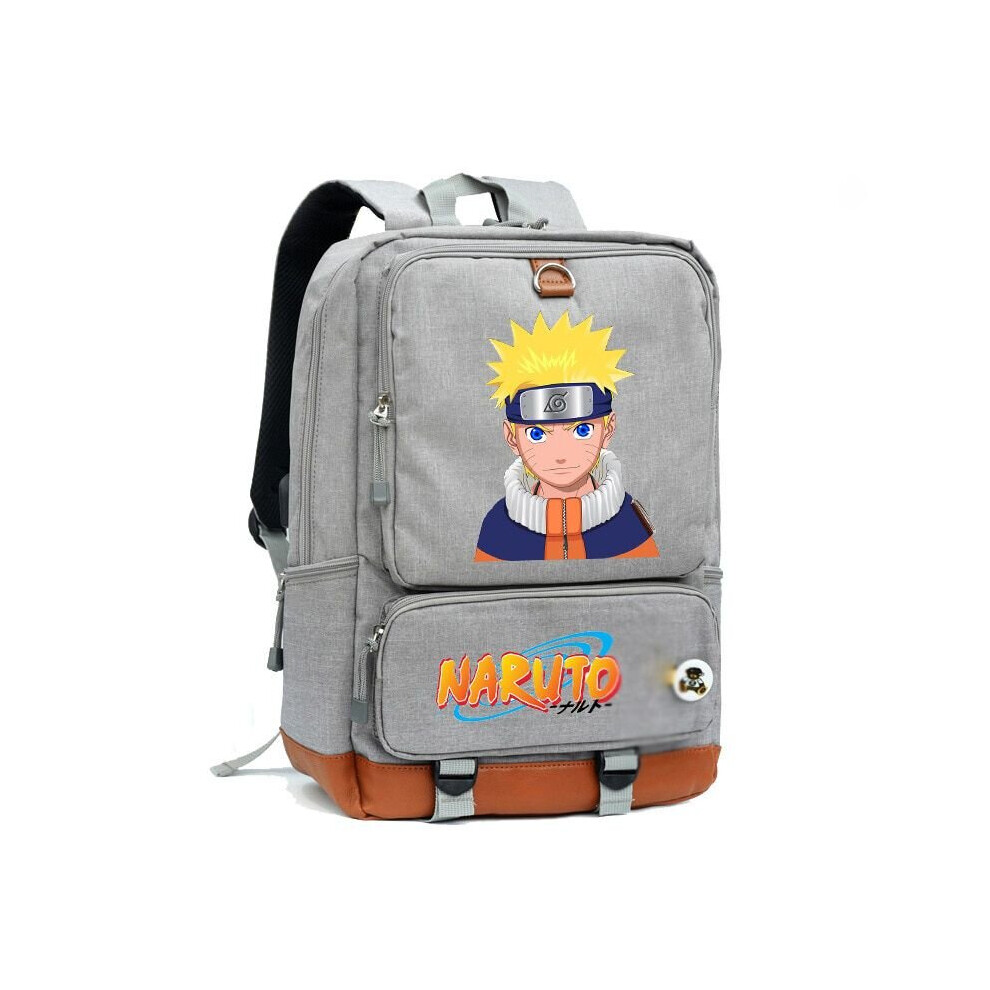 (A) Naruto Anime Large Capacity Backpack Kakashi Sasuke Itachi Print Travel Bag