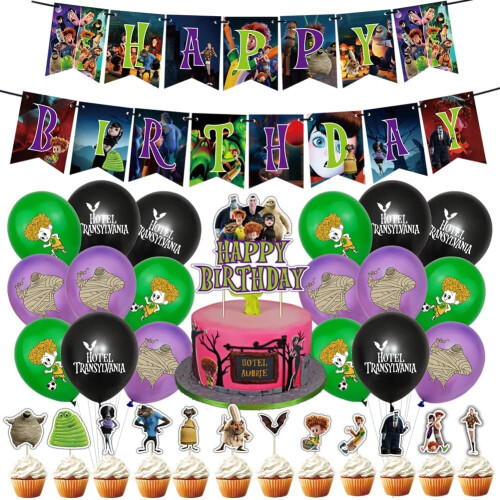 Hotel Transylvania Theme Birthday Supplies Party Theme Decorations Happy Birthday Banner Cake Toppers Balloons Kids Birthday Party Baby Shower Gifts