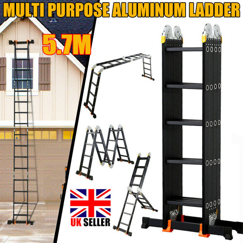 5.7M Folding Step Ladder Multi-Purpose Telescopic Ladder Heavy Duty