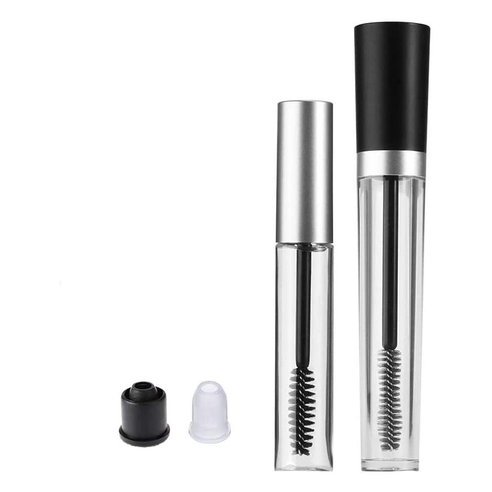 2Pcs Empty Mascara Tube with Eyelash Wand Eyelash Cream Container Bottle, Rubber Inserts Set for Castor Oil 7.5ml and 10ml