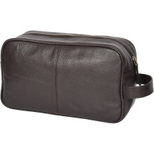 Wash Leather Bag for Mens Travel Toiletry Shaving Kit Wrist Leather Bag A98 Brown