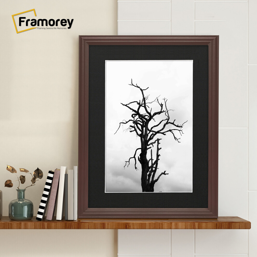 (A3 Pic (A2 Frame)) Mahogany Picture Frame / LW Style Wall Art Frame / Modern Photo Frames With Black Mount