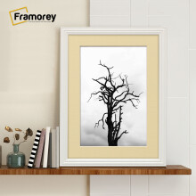 (6x4" Pic (8x6" Frame)) White Picture Frame / LW Style Wall Art Frame / Modern Photo Frames With Ivory mount
