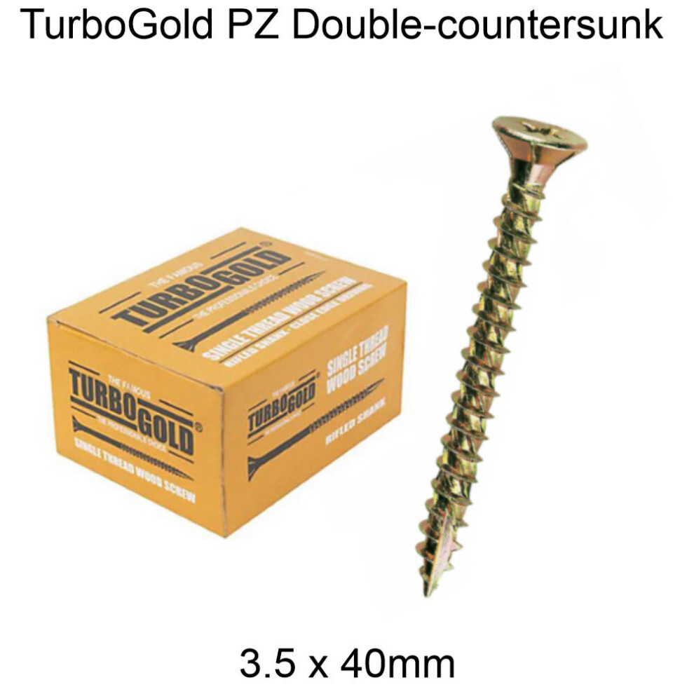Turbogold (3.5 X 40Mm) 100 Pieces Pozi Double Countersunk Multipurpose Premium Wood Screws