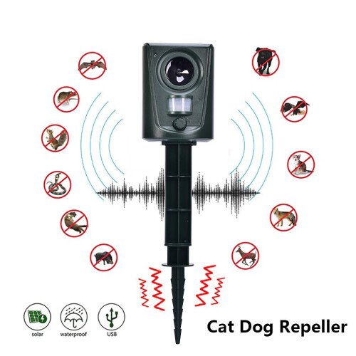 Ultrasonic Garden Animal Repeller - Battery-Powered Cat, Dog & Pest Deterrent with Infrared Sensor, Weatherproof