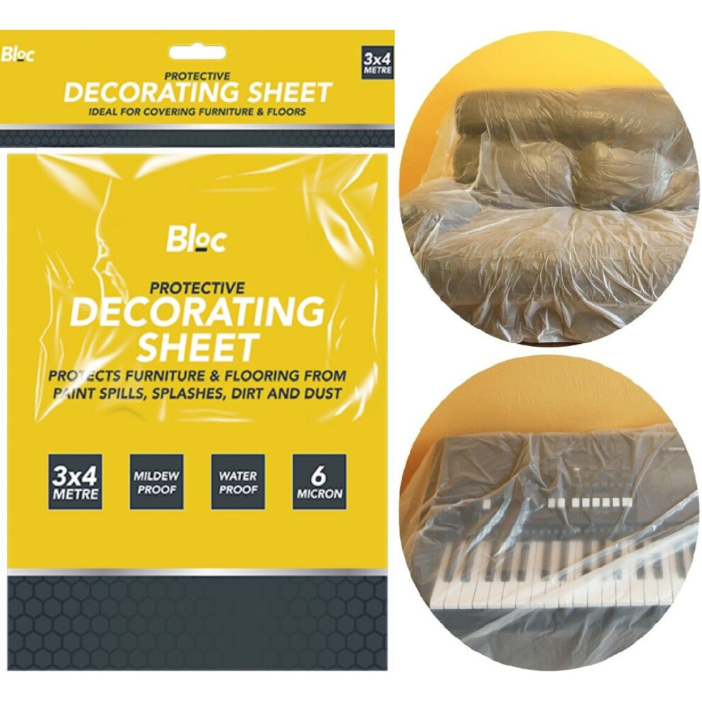 4Mx3M Polythene Dust Sheet Cover DIY Decorators Painting Decorating Furniture UK